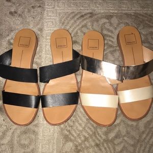 Dolce vida sandals, 2 toned black & beige/gold